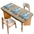 thumbnail image 1 of Vintage Octopus Table Cloths for 6 Foot Rectangle Tables, Brown Nautical Anchor Bubbles Coastal Patio Waterproof Elastic Fitted Tablecloths, Washable Rectangular Table Cover for Camping, 1 of 8