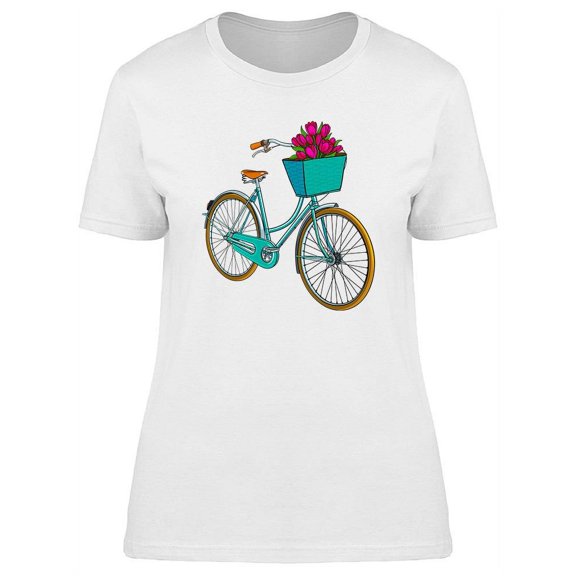 Vintage Of Blue Retro Bicycle T-Shirt Women -Image by Shutterstock, Female XX-Large