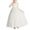 thumbnail image 1 of Vintage Off The Shoulder Flower Girl Dress Lace Embroidery Little/Big Girls Wedding Bridesmaid Holiday Ballgown White 10-11 Years, 1 of 5