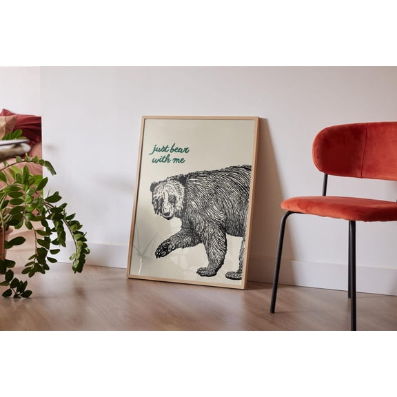 Vintage Office Art Retro Bear With Me Print Minimalist Cabin Nursery Unframed Paper Print