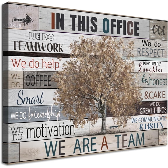 Vintage Office Wall Decor In This Office Motivational Quotes Poster Brown Maple Tree Canvas Picture Inspirational Wall Art for Home Office Workplace Decoration Unframed Inspiring Gifts