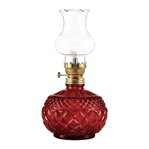 Vintage Oil Lamp Glass Kerosene Indoor Retro Classic Burning Lights Oil Lamp for Home Bedroom Table Decorations Emergency Use,Farmhouse Decor,Tabletop Decor,(Red,7.48")