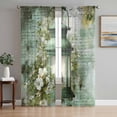 thumbnail image 1 of Vintage Oil Light Sheer Curtains 96 Inches Long 2 Panels Set, Window Sheer Curtains for Living Room/Bedroom, Spring White Flowers Green Leaves Light Filtering Rod Pocket Curtain 52''x96''x2, 1 of 8