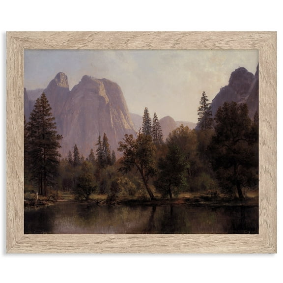 Vintage Oil Painting Canvas Prints Famous Painter Classic Landscape Poster Decor Paintings Wall Art Prints Retro Gallery Wall Decor(Cathedral Rocks Yosemite Valley 8x10 Inches Framed)