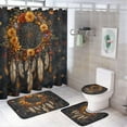 thumbnail image 1 of Vintage Oil Painting Floral Hummingbird 4 Pieces Shower Curtain Set, Abstract Spring Garden Green Leaf Animal Hummingbird Non-Slip Rugs Toilet Lid Cover Bath Mat and Bathroom Curtain, 1 of 8