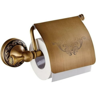 Vintage Oil Rubbed Bronze Black Toilet Paper Holder with Cover Wall Mounted Bathroom Tissue Roll Storage Helper