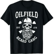 Vintage Oilfield Worker T-Shirt: Iconic Oil Rig Team, Hipster Beard Crew