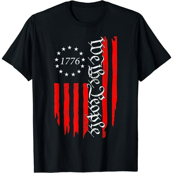 Vintage Old American Flag 4th July 1776 We The People USA T-Shirt Black 3X-Large