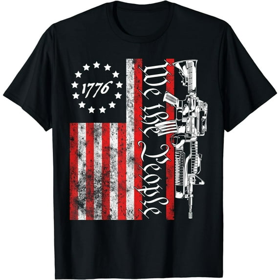 Vintage Old American Flag Patriotic 1776 We The People USA T-Shirt