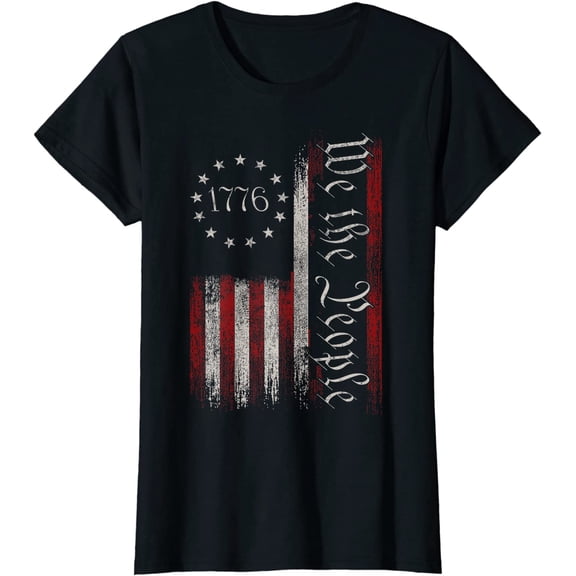 Vintage Old American Flag Patriotic 1776 We The People USA T-Shirt