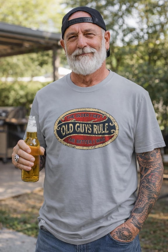 Vintage Old Guys Rule T-Shirt: Funny Aging Humor Retro Graphic Tee