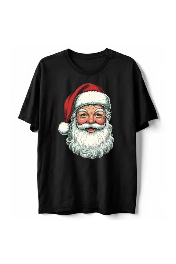 Vintage Old Man Face Classic Retro Christmas Jolly Holiday Xmas Graphic Unisex T-Shirt, up to Size 5XL