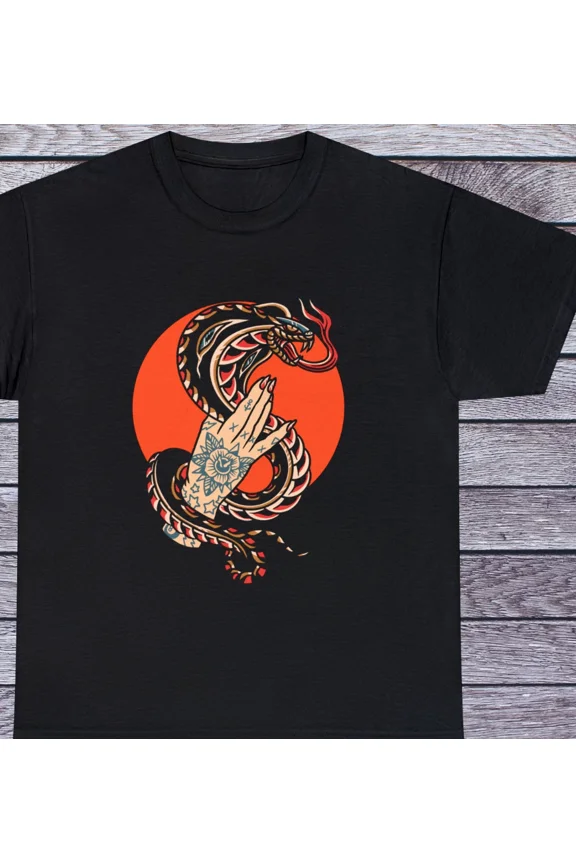 Vintage Old School Cobra SnakeT Shirt, Wild Nature Fortress Tattoo Clothing