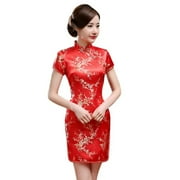 Vintage Old Shanghai Dragon&Phoenix Qipao Elegant Women Cheongsam Oversize 5XL Mandarin Collar Sexy Short Dress Vestidos