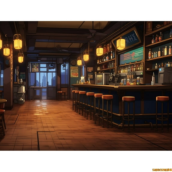 Vintage Old Tavern Barista Coffee Shop Bar Photography Backdrop Warm Medieval Inn Fantasy Retro Photo Studio Background LJG-04