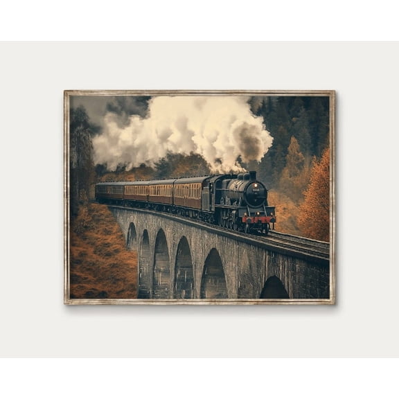 Vintage Old Train Wall Art, Train Decor Art, Steam Train decor, Train wall, Vintage Locomotive, Railroad Wall Art, Tracks and Trains