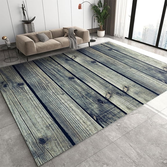 Vintage Old Wood Plank Texture Area Rug, Wooden Barn Door Indoor Rug, Easy to Clean Noise Reduction Soft Non-Shedding with Non-Slip Rugs for Living Room Bedroom Entrance 2x3ft
