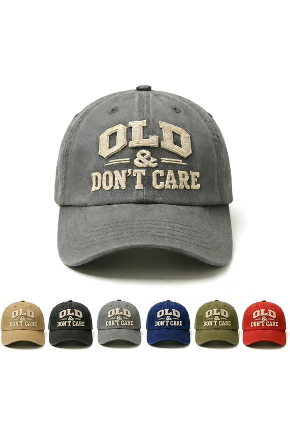 Vintage Old and Don't Care Hat, Adjustable Distressed Old & Don't Care Baseball Cap for Men Women
