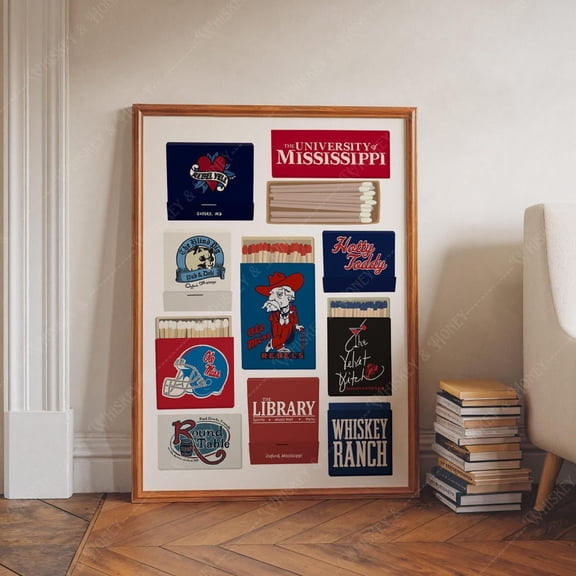 Vintage Ole Miss Matchbook Poster University of Mississippi Poster Matchbook Collage Oxford MatchbooksHotty Toddy POSTER Wall Art