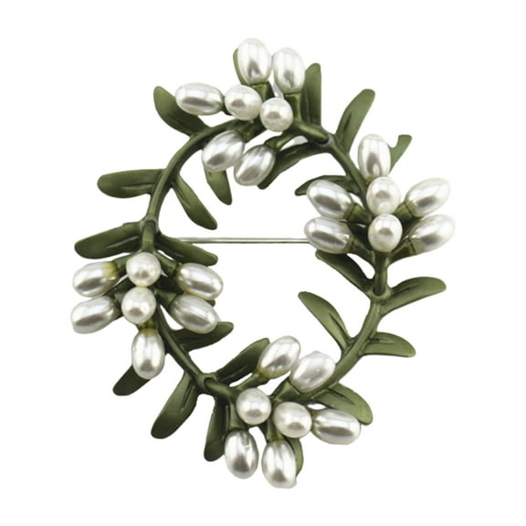 Vintage Olive Branch Pearl Brooches Pin Green Enamel Paint Brooch Premium Elegant Unisex Palace Retro Brooch For Bridal Wedding Party corsage female Scarf Jewelry Accessories