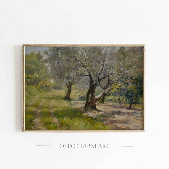 Vintage Olive Grove Landscape Poster: Farmhouse Cottage Art, Unframed Poster Size 16x24