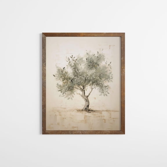 Vintage Olive Tree Rustic Mediterranean Sage Green Botanical Wall Art, Unframed Paper Poster 11x14in