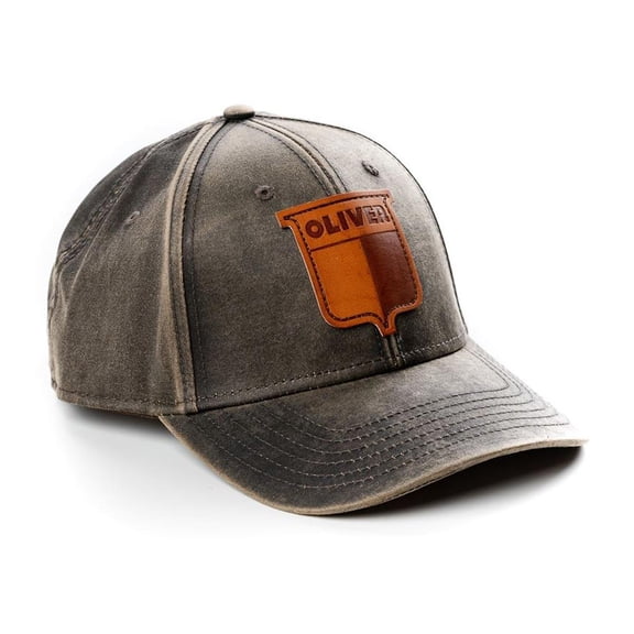 Vintage Oliver Oil Distressed Leather Emblem Hat, VOLBD