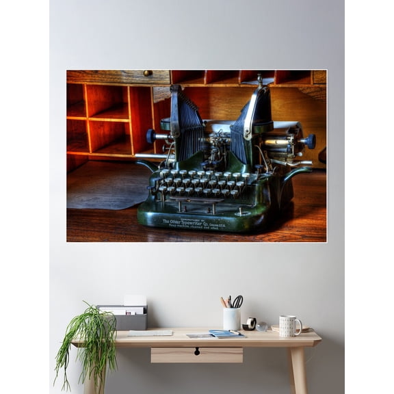 Vintage Oliver Typewriter Poster Wall Art, Modern Wall Decor For Living Room Bedroom, 16x24 UNFRAMED