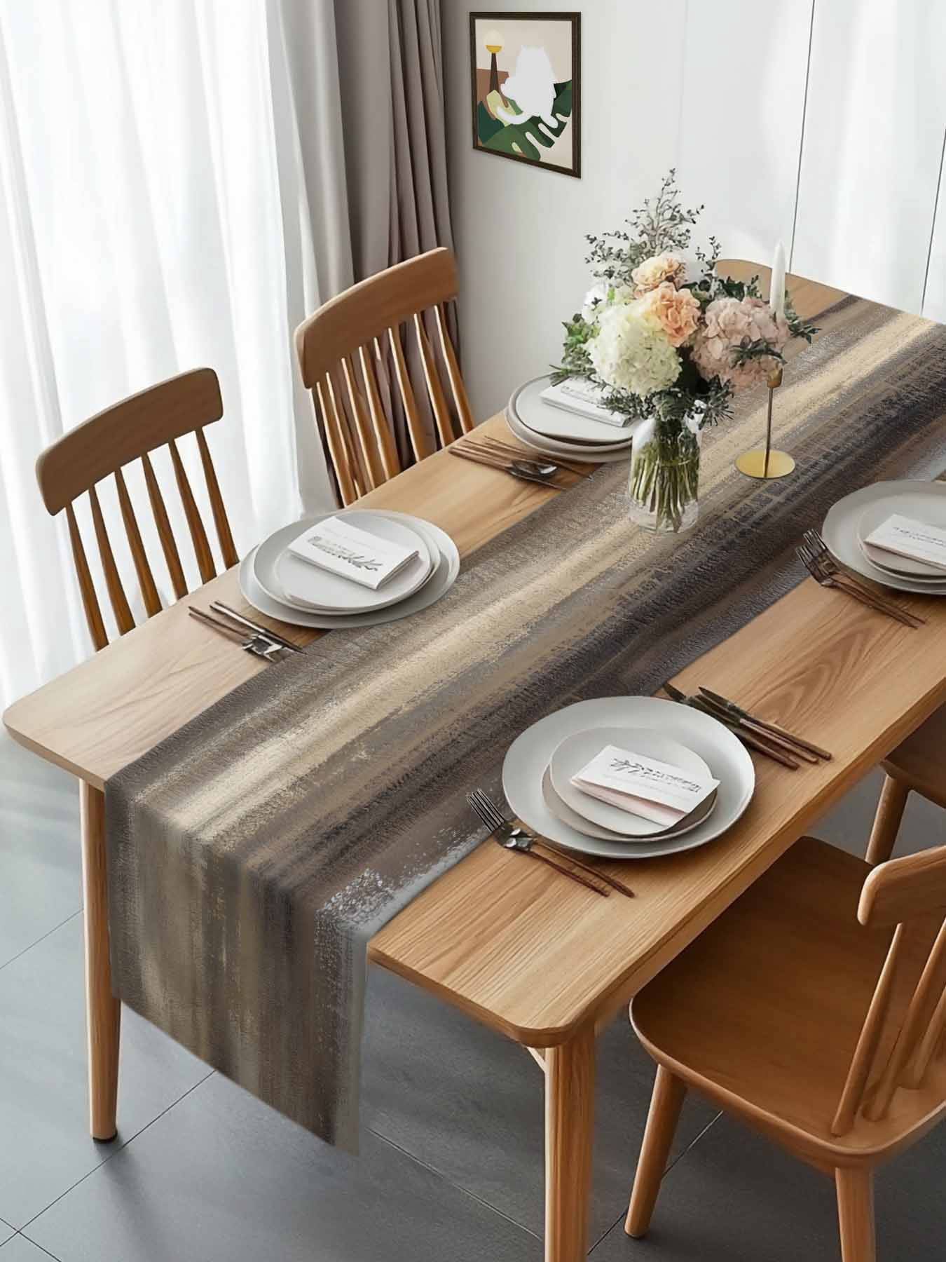 Vintage Ombre Oil Painting Table Runner 90 Inches Long, Mysterious Rock Texture Table Runners Tabletop Scarf Kitchen Dining Tables Decoration for Home Party Indoor Outdoor