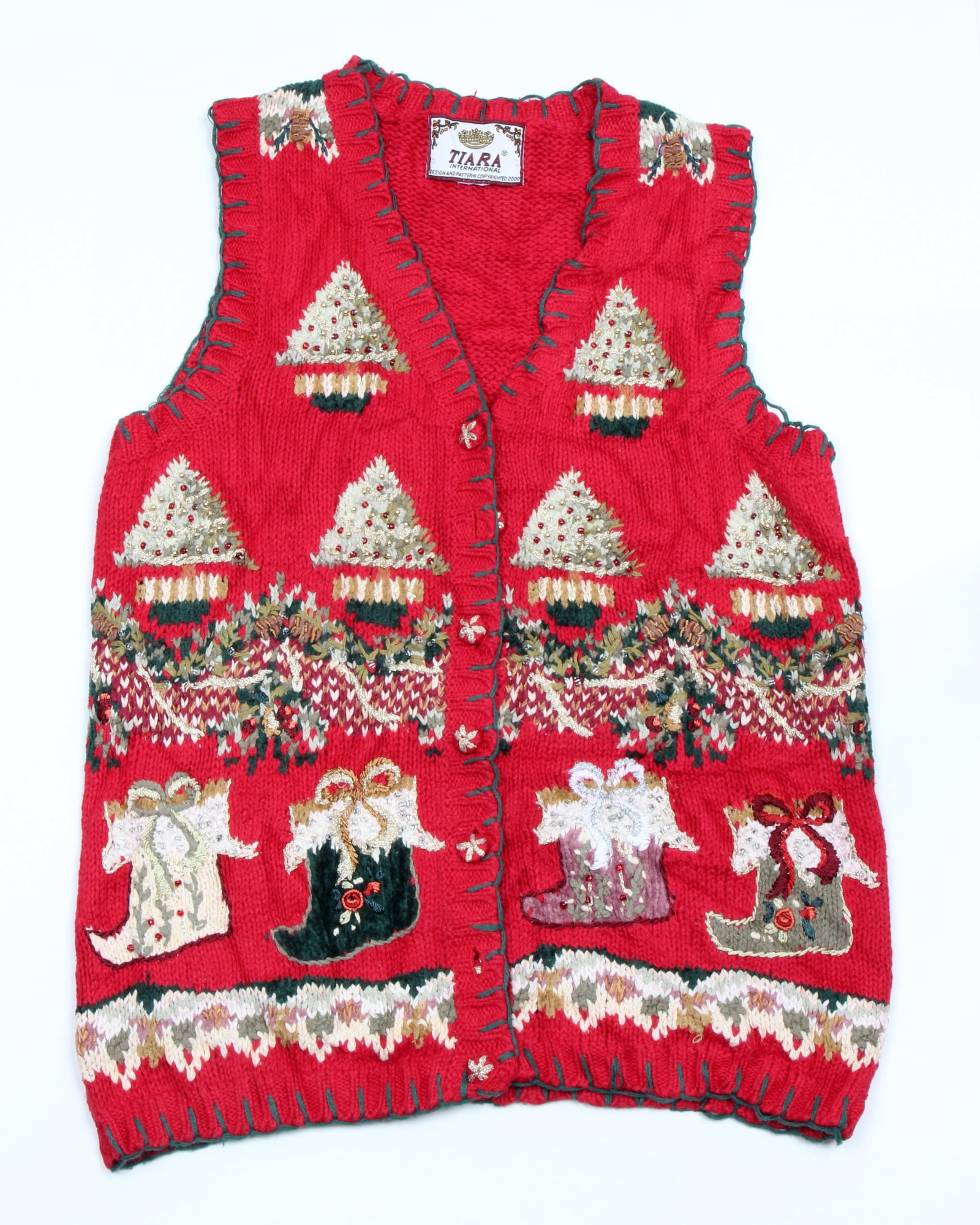 Blizzard Bay Men's Ugly Christmas Sweater Vest - Long Sleeve Novelty Holiday Pullover, Dark Red, XXL