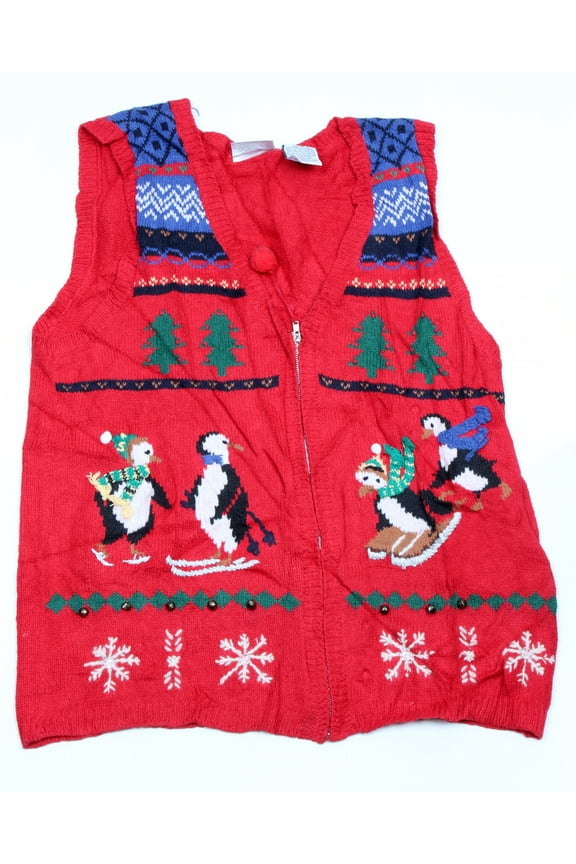 Vintage One of a kind Ugly Christmas Holiday Sweater Vest - Medium