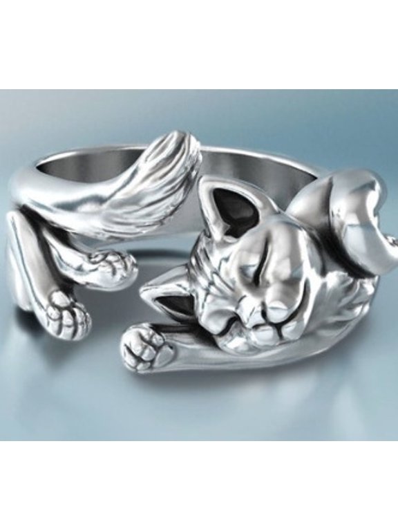 Vintage Opening Adjustable Size Cat Ring Vintage Style Ladies Ring Jewelry
