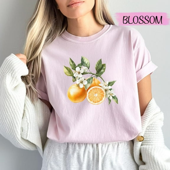 Vintage Orange Blossom T-Shirt, Citrus Orange T-Shirt, Retro Fruit Floral Shirt, Boho Summer Aesthetic, Nature Garden Lover