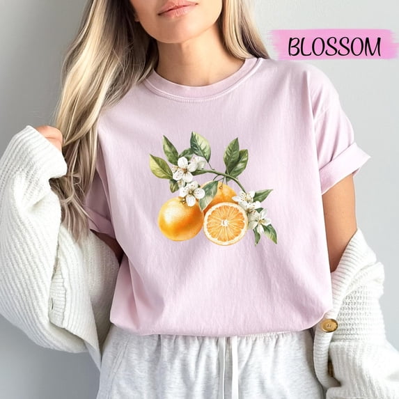 Vintage Orange Blossom T-Shirt, Citrus Orange T-Shirt, Retro Fruit Floral Shirt, Boho Summer Aesthetic, Nature Garden Lover