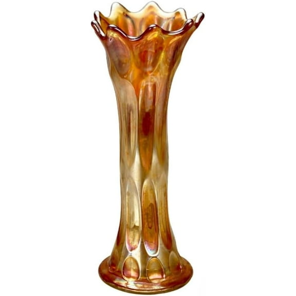 Vintage Orange Glass Swung Flower Vase, Handmade Flower Vase, Art Decor, Home Decoration, 4 "W x 10 "H x 4 "D, Planter for Living Room Coffee Table Dining Table