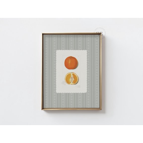 Vintage Orange Print: Antique Citrus Kitchen Wall Art, Cottagecore Farmhouse Decor, Unframed Canvas 12x16in