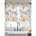 thumbnail image 1 of Vintage Orange Sheer Curtains 45 Inches Long 2 Panels Gray Wildflowers Leaves Abstract Botanical Light Filtering Semi Sheer Window Curtains Drapes for Bedroom Living Room 52"x45", 1 of 7