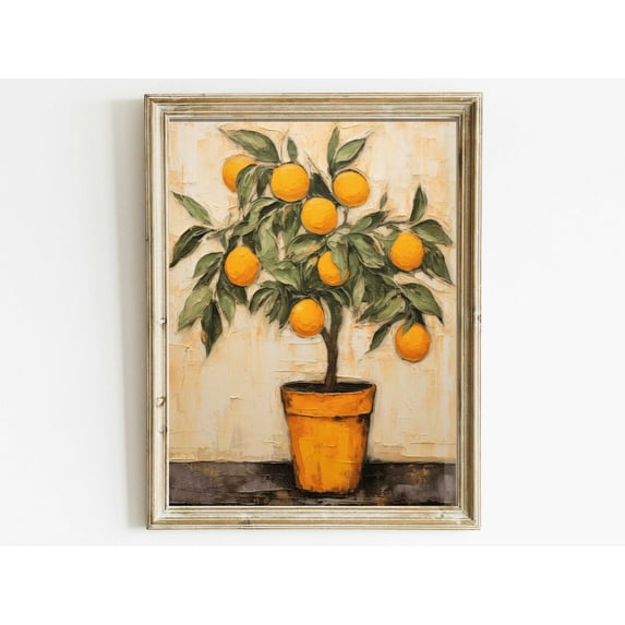 Vintage Orange Tree Wall Art, Mediterranean Decor, Citrus Fruit Print, Rustic Home Decor, Country House Kitchen Wall Art Wall Art, Modern Wall Decor, 24x36 UNFRAMED