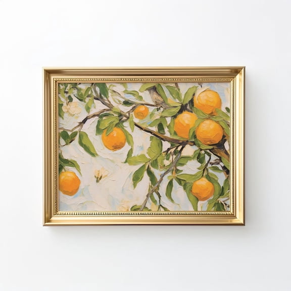 Vintage Oranges Wall Art, Kitchen Farmhouse Wall Art Print, Botanical Poster, Fruit Wall Art, Rustic Summer, Home Decor #285, Unframed Canvas Size 8x12