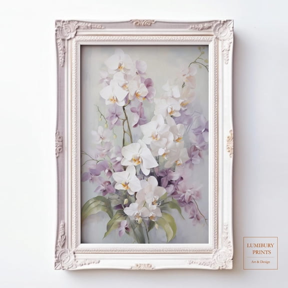 Vintage Orchid Print, Elegant Botanical Wall Art, Cottagecore Bedroom Decor, Farmhouse Entryway, Botanical Home Home Decor UNFRAMED Poster, Wall Art for Decor, Present, 8x12