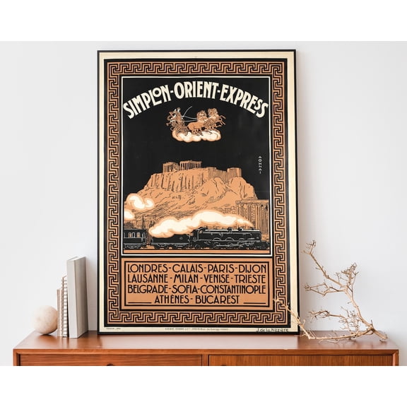 Vintage Orient Express Retro Travel Art Cool Wall Art, Stretched Canvas 12x16in