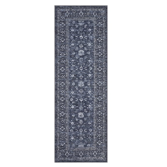 Vintage Oriental Rug 2x6 Washable Living Room Rug Non Slip, Distressed Traditional Carpet, Soft Non Shedding Floor Covering, Low Pile Washable Foldable Rugs for Dining Room Nursery