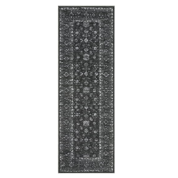 Vintage Oriental Rug 2x6 Washable Living Room Rug Non Slip, Distressed Traditional Carpet, Soft Non Shedding Floor Covering, Low Pile Washable Foldable Rugs for Dining Room Nursery