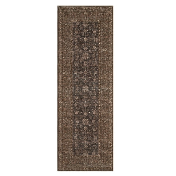 Vintage Oriental Rug 2x6 Washable Living Room Rug Non Slip, Distressed Traditional Carpet, Soft Non Shedding Floor Covering, Low Pile Washable Foldable Rugs for Dining Room Nursery