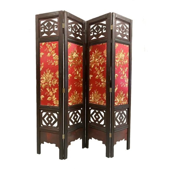 Vintage Oriental Style 4 Panels Screen Room Divider FUR9120