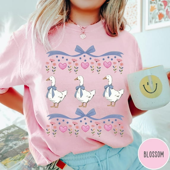 Vintage Original 1980s Blue Ribbon Goose T-shirt, Retro Goose With Hearts T-shirt, Funny Retro T-shirt, Graphic T-shirt.