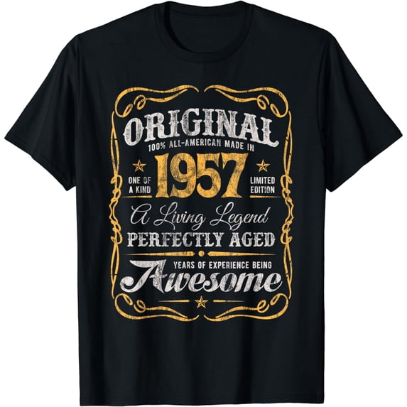 Vintage Original Born In 1957 Classic 67th Birthday T-Shirt