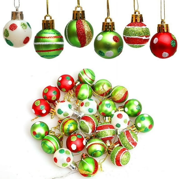 Vintage Ornaments - Christmas Decorations 3cm 24 Painted Matte Plastic Christmas Set Ornaments Pendant Christmas Decorations
