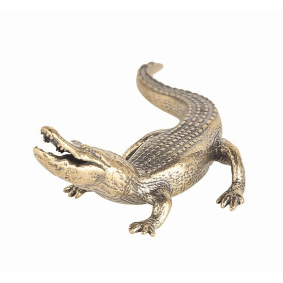 Vintage Ornaments Creative Desktop Ornaments with Brass Crocodile Ornaments and Antique Bronze Ornaments Small Sculpture Collectibles Gift