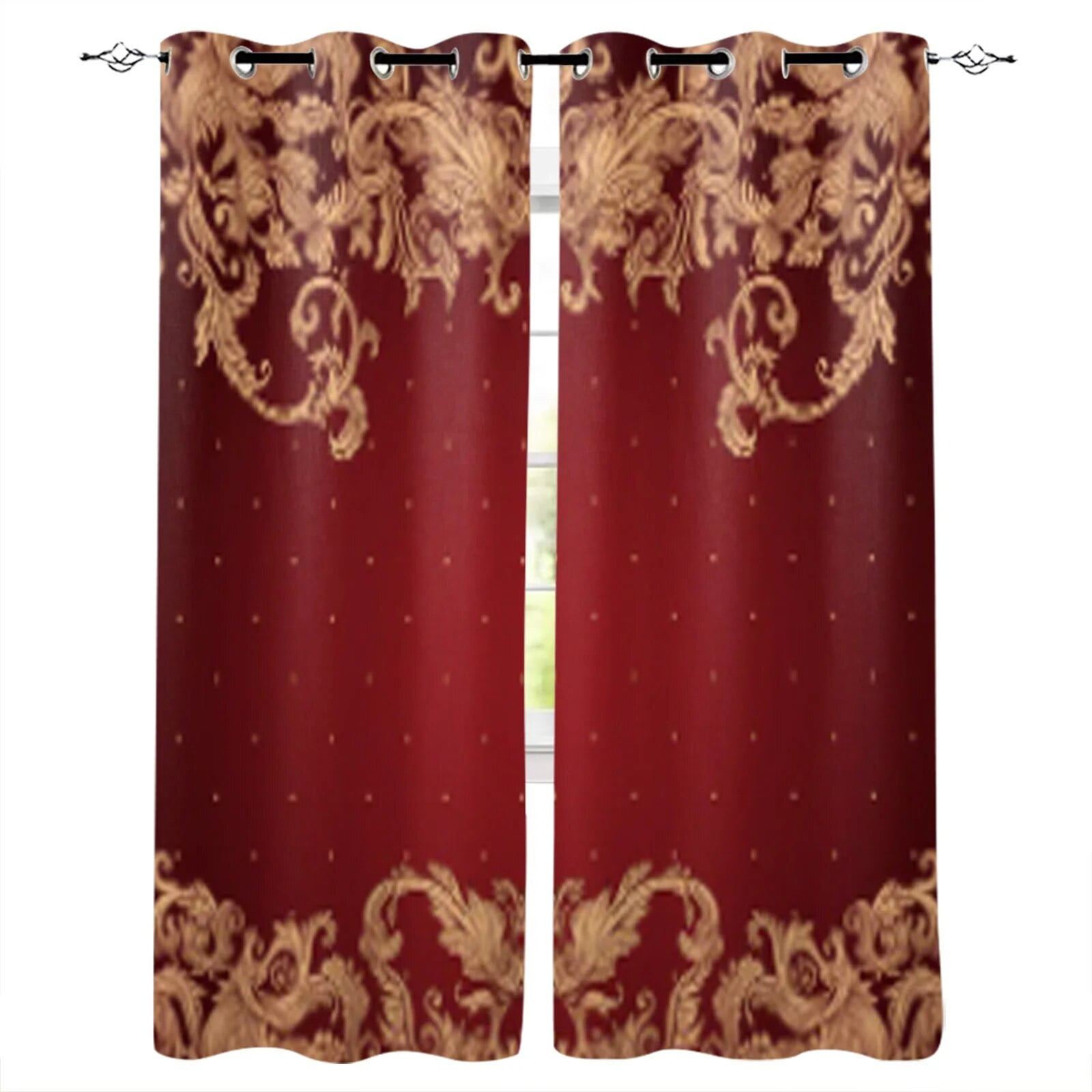Vintage Ornate Baroque Pattern Curtains for Bedroom Window Curtain Home